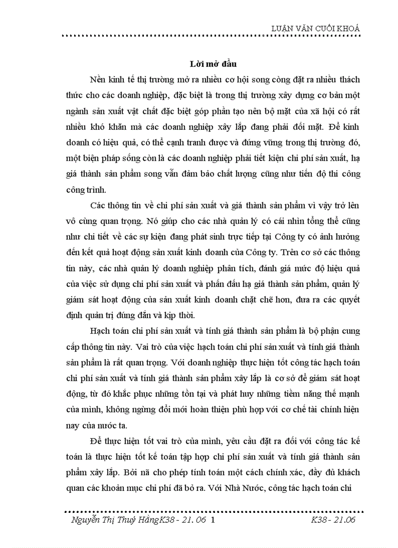 image for page Hoàn thiện kế toán tập hợp chi phí sản xuất và tính giá thành sản phẩm xây lắp tại Công ty xây dựng và phát triển đô thị 1
