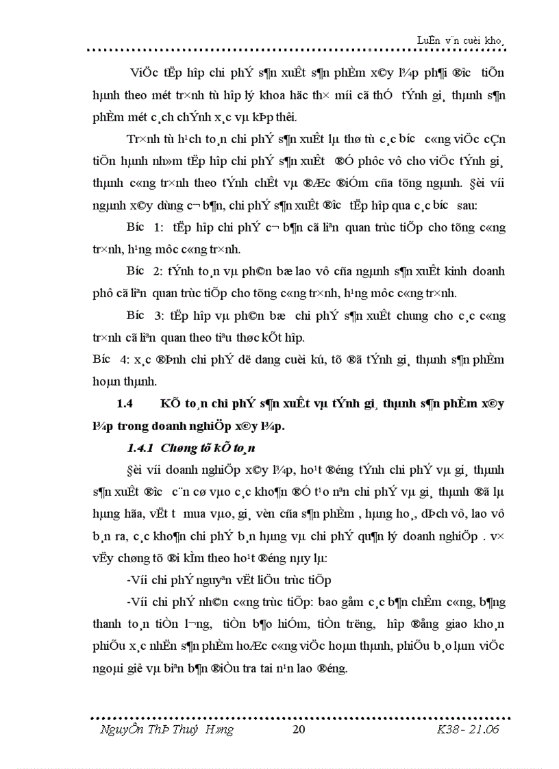 image for page Hoàn thiện kế toán tập hợp chi phí sản xuất và tính giá thành sản phẩm xây lắp tại Công ty xây dựng và phát triển đô thị 1