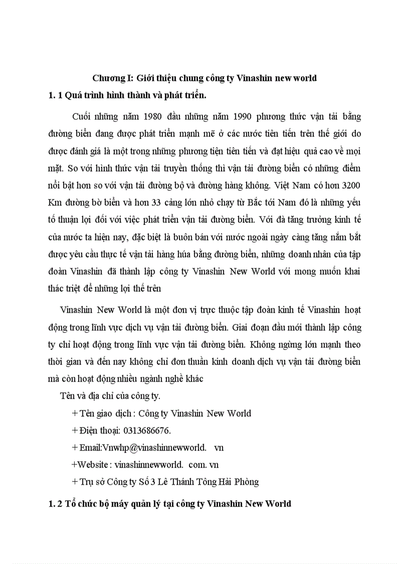 image for page Thực trạng dịch vụ vận tải biển của công ty Vinashin New World 1