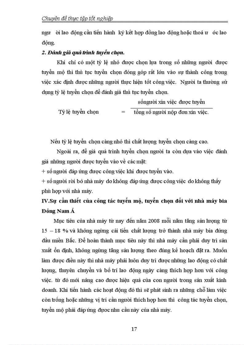 image for page Hoàn thiện công tác tuyển mộ tuyển chọn nhân lực tại nhà máy bia Đông Nam Á 1