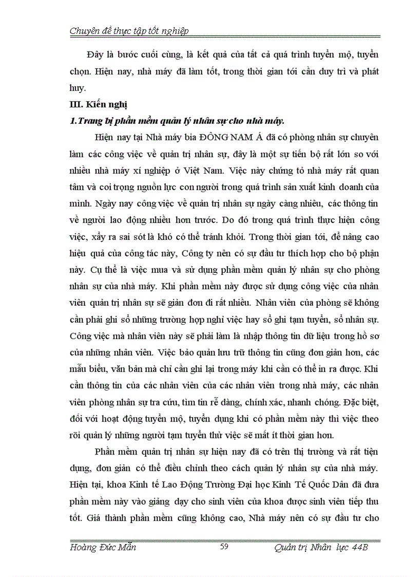 image for page Hoàn thiện công tác tuyển mộ tuyển chọn nhân lực tại nhà máy bia Đông Nam Á 1