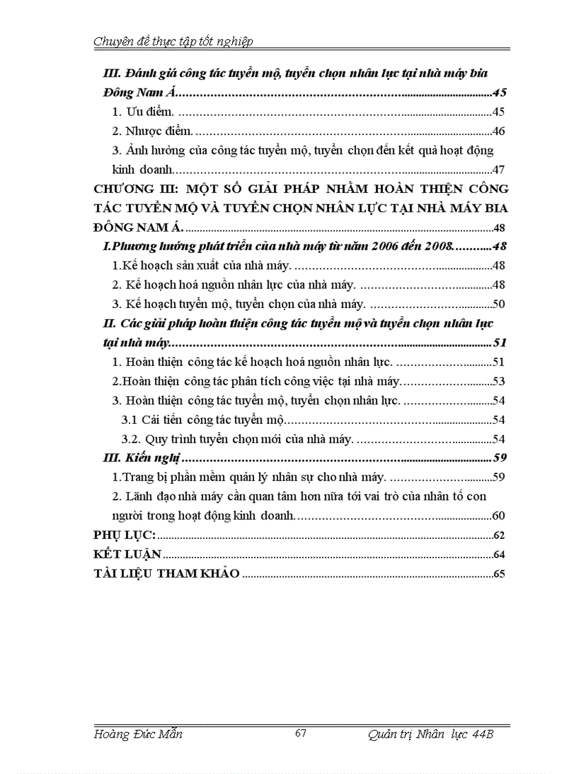 image for page Hoàn thiện công tác tuyển mộ tuyển chọn nhân lực tại nhà máy bia Đông Nam Á 1