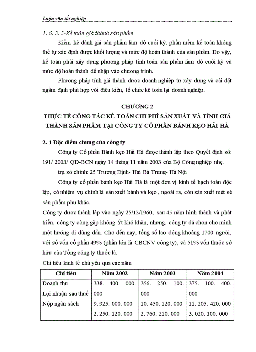 image for page Hoàn thiện kế toán chi phí sản xuất và tính giá thành sản phẩm tại Công ty Cổ phần Bánh kẹo Hải Hà 1