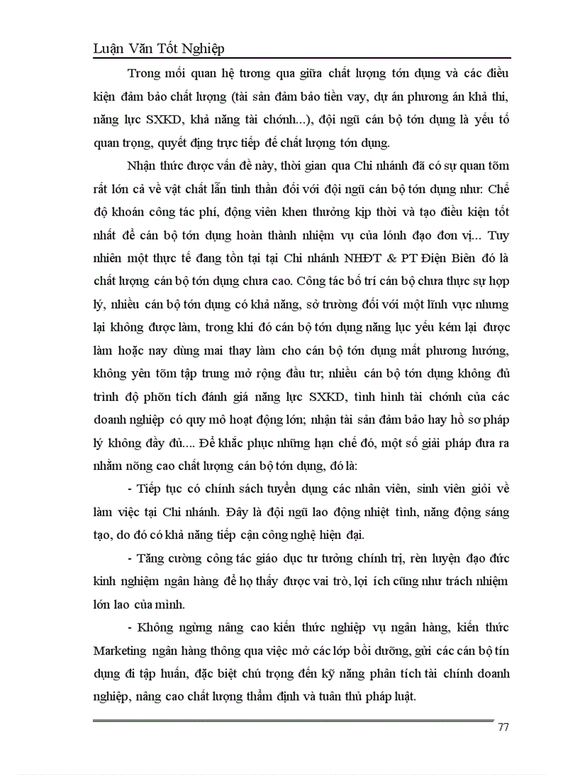 image for page Nâng cao chất lượng tín dụng đối với Doanh nghiệp xây lắp tại Chi nhánh NHĐT PT Điện Biên 1