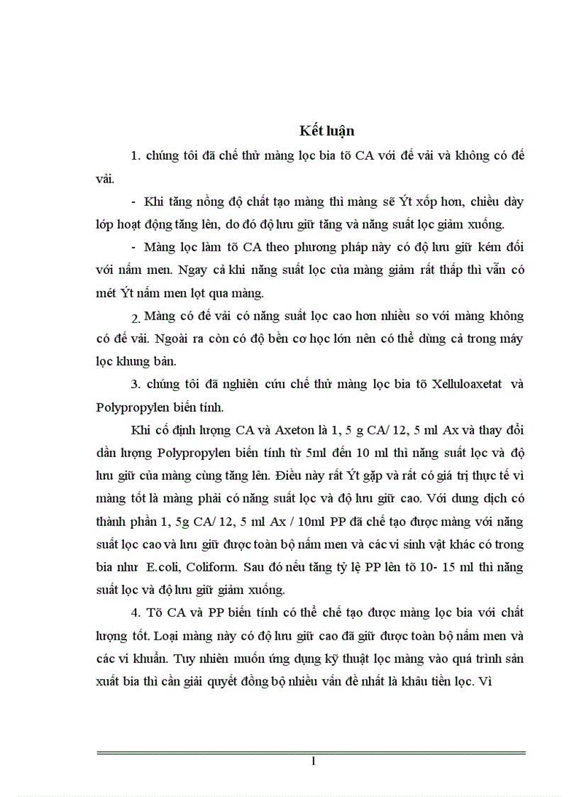 image for page Bước đầu nghiên cứu chế tạo màng siêu lọc ứng dụng thử để lọc bia và xử lý nước bãi rác Nam Sơn Sóc Sơn Hà Nội