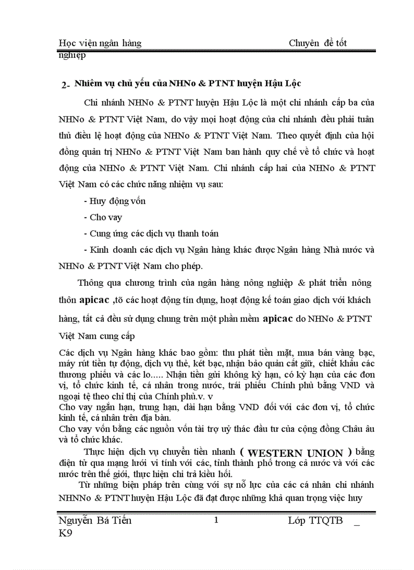 image for page Báo cáo thực tập tốt nghiệp tại NHNo PTNT chi nhánh Hậu Lộc