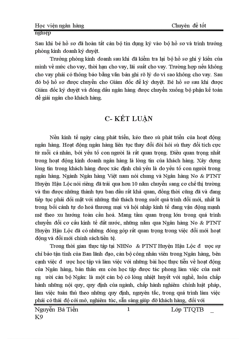 image for page Báo cáo thực tập tốt nghiệp tại NHNo PTNT chi nhánh Hậu Lộc