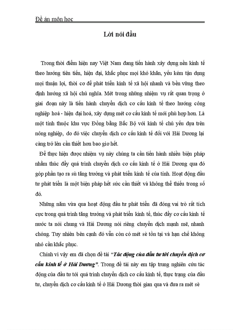 image for page Tác động của đầu tư tới chuyển dịch cơ cấu kinh tế ở Hải Dương 1