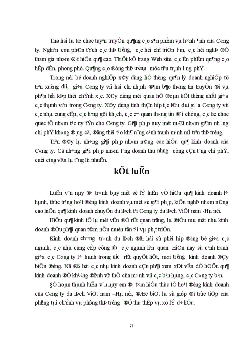 image for page Hiệu quả kinh doanh chương trình du lịch của Công ty du lịch việt nam hà nội thực trạng và giải pháp 1