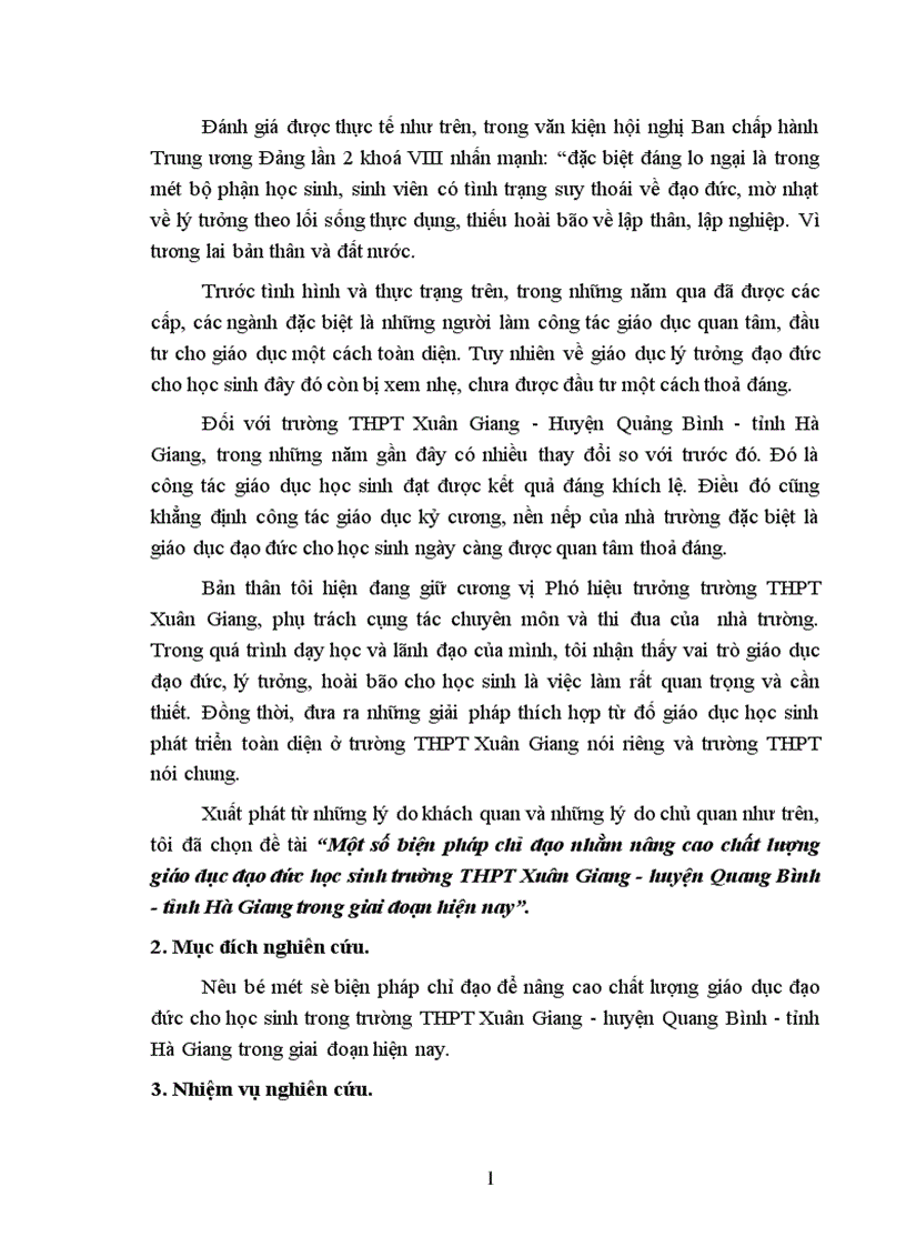 image for page Một số biện pháp chỉ đạo nhằm nâng cao chất lượng giáo dục đạo đức học sinh trường THPT Xuân Giang huyện Quang Bình tỉnh Hà Giang trong giai đoạn hiện nay 1