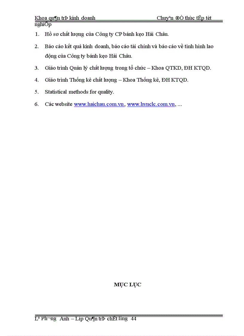 image for page Áp dụng công cụ thống kê nhằm kiểm soát và cải tiến chất lượng tại công ty CP bánh kẹo Hải Châu