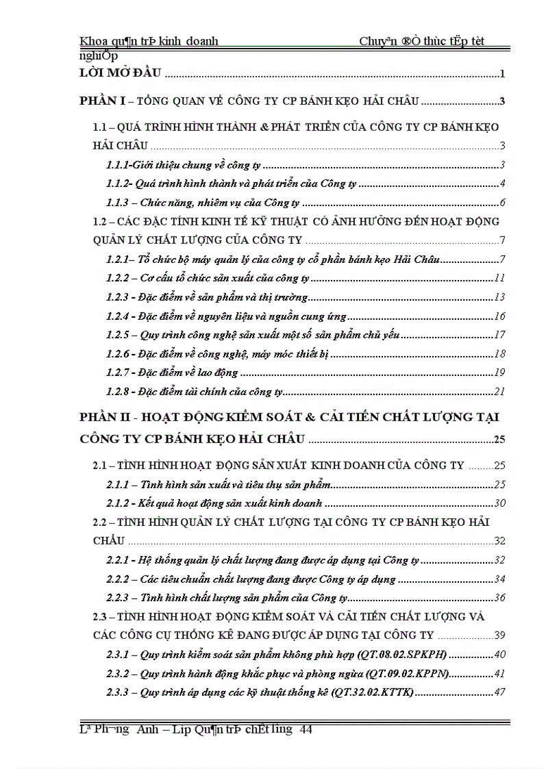 image for page Áp dụng công cụ thống kê nhằm kiểm soát và cải tiến chất lượng tại công ty CP bánh kẹo Hải Châu