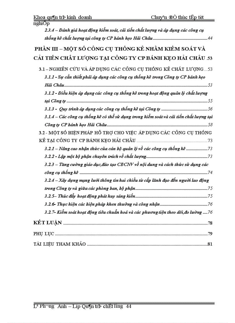 image for page Áp dụng công cụ thống kê nhằm kiểm soát và cải tiến chất lượng tại công ty CP bánh kẹo Hải Châu