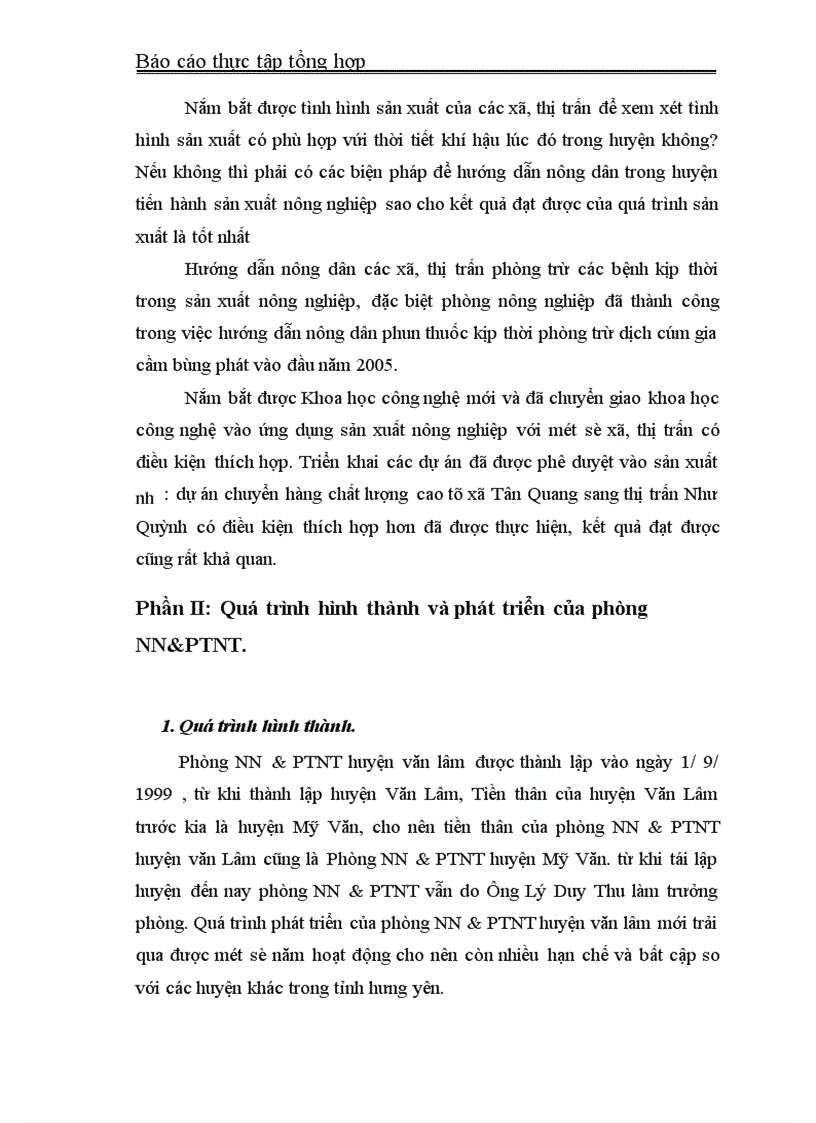 Báo cáo thực tập tổng hợp tại phòng NN PTNT