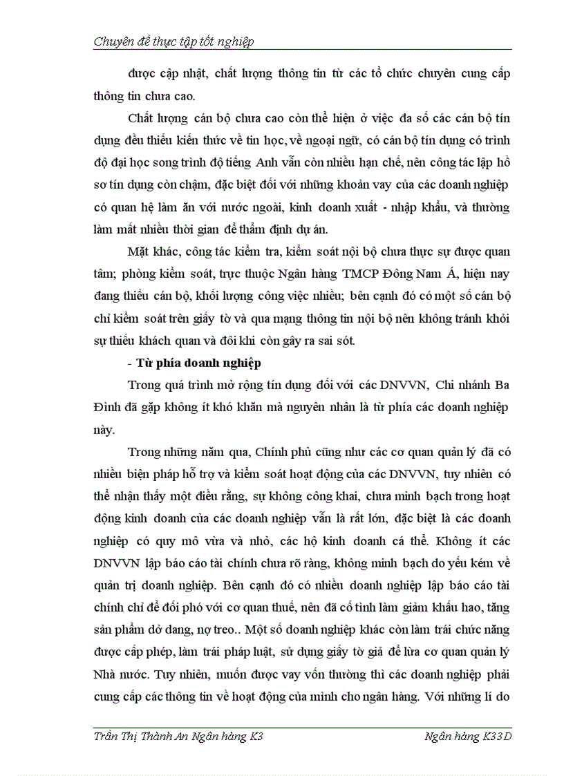 image for page Mở rộng tín dụng đối với Doanh nghiệp vừa và nhỏ tại Chi nhánh Ba Đình NH TMCP Đông Nam Á