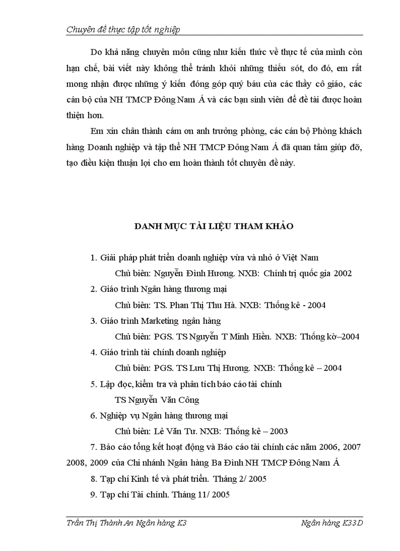 image for page Mở rộng tín dụng đối với Doanh nghiệp vừa và nhỏ tại Chi nhánh Ba Đình NH TMCP Đông Nam Á