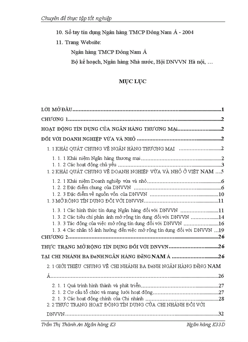 image for page Mở rộng tín dụng đối với Doanh nghiệp vừa và nhỏ tại Chi nhánh Ba Đình NH TMCP Đông Nam Á
