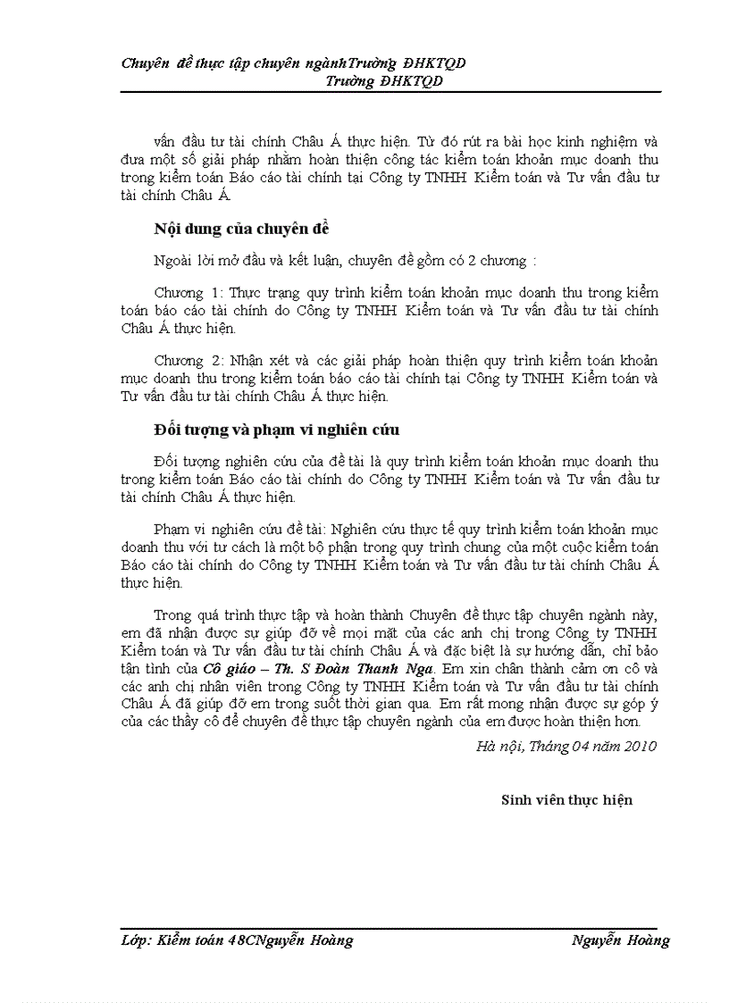 image for page Hoàn thiện quy trình kiểm toán khoản mục doanh thu trong kiểm toán báo cáo tài chính do công ty TNHH Kiểm toán và Tư vấn đầu tư tài chính Châu Á thực hiện