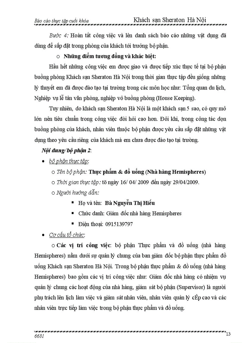 image for page Báo cáo thực tập tốt nghiệp tại Khách sạn Sheraton Hanoi