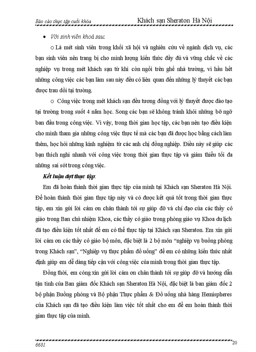image for page Báo cáo thực tập tốt nghiệp tại Khách sạn Sheraton Hanoi