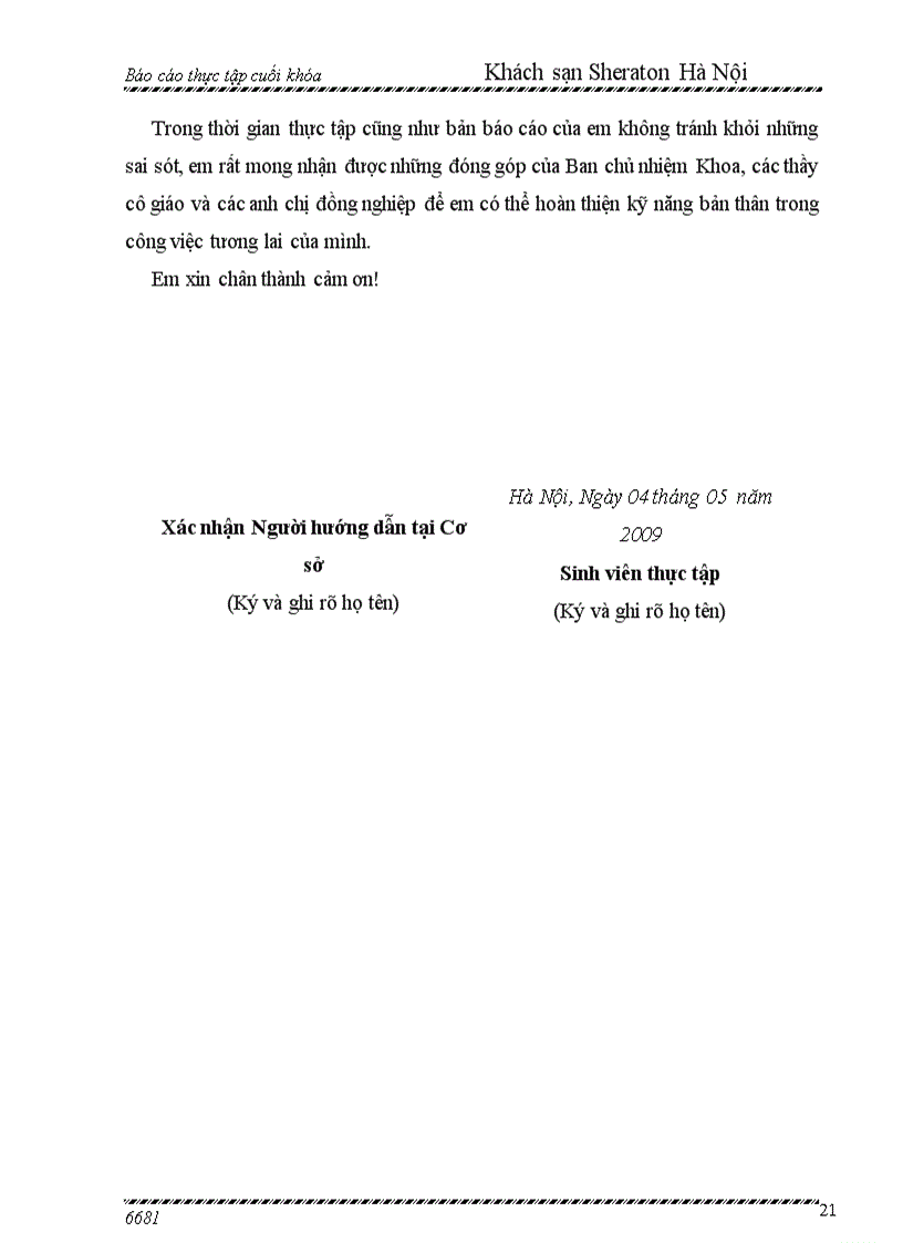 image for page Báo cáo thực tập tốt nghiệp tại Khách sạn Sheraton Hanoi