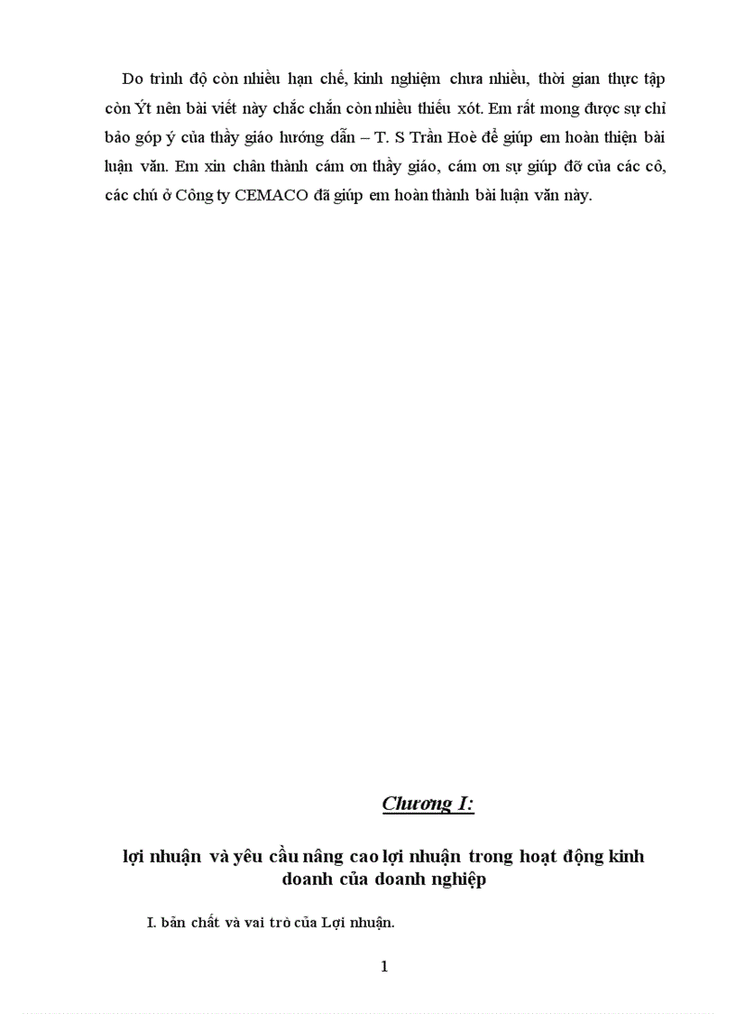 Phân tích đánh giá chỉ tiêu lợi nhuận và các biện pháp nâng cao lợi nhuận của Công ty Hoá chất vật liệu điện và vật tư khoa học kỹ thuật CEMACO