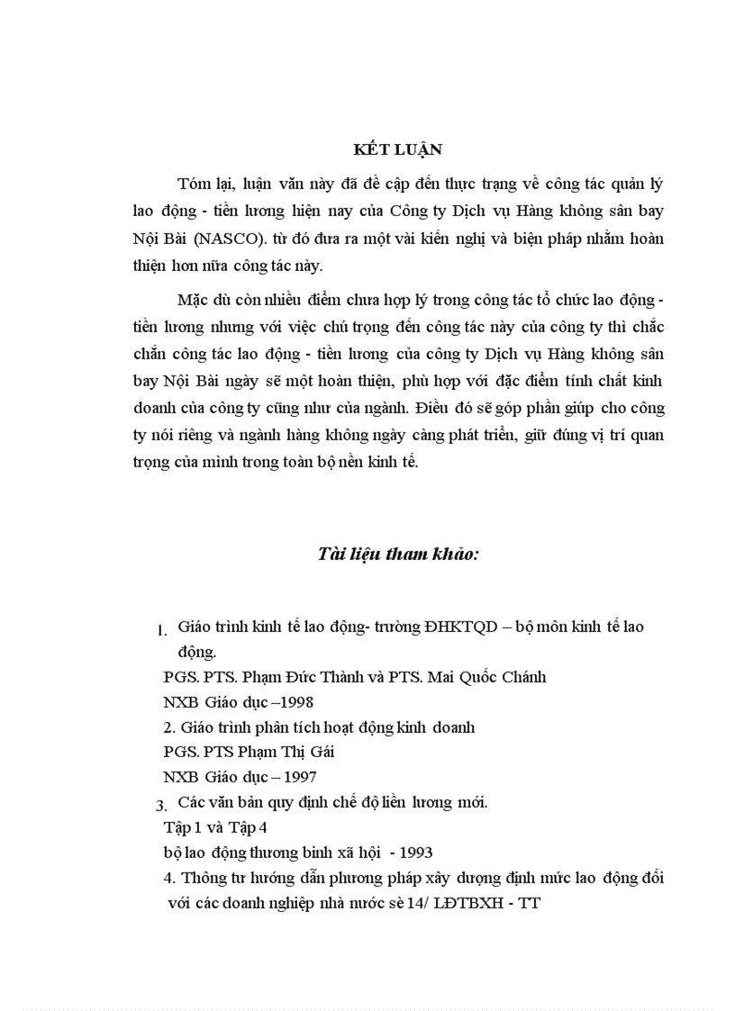 image for page Hoàn thiện công tác lao động tiền lương ở công ty Dịch vụ Hàng không sân bay Nội Bài