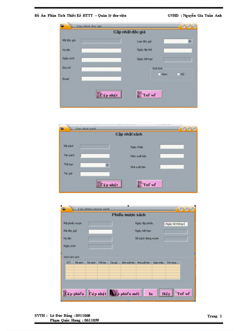 image for page Phân tích thiết kế HTTT Quản lý thư viện 1
