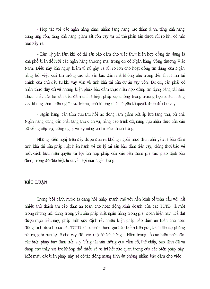 image for page Thực trạng và Giải pháp hoàn thiện công tác bảo đảm tín dụng bằng bảo đảm tiền vay tại Ngân hàng Công thương Việt Nam 1
