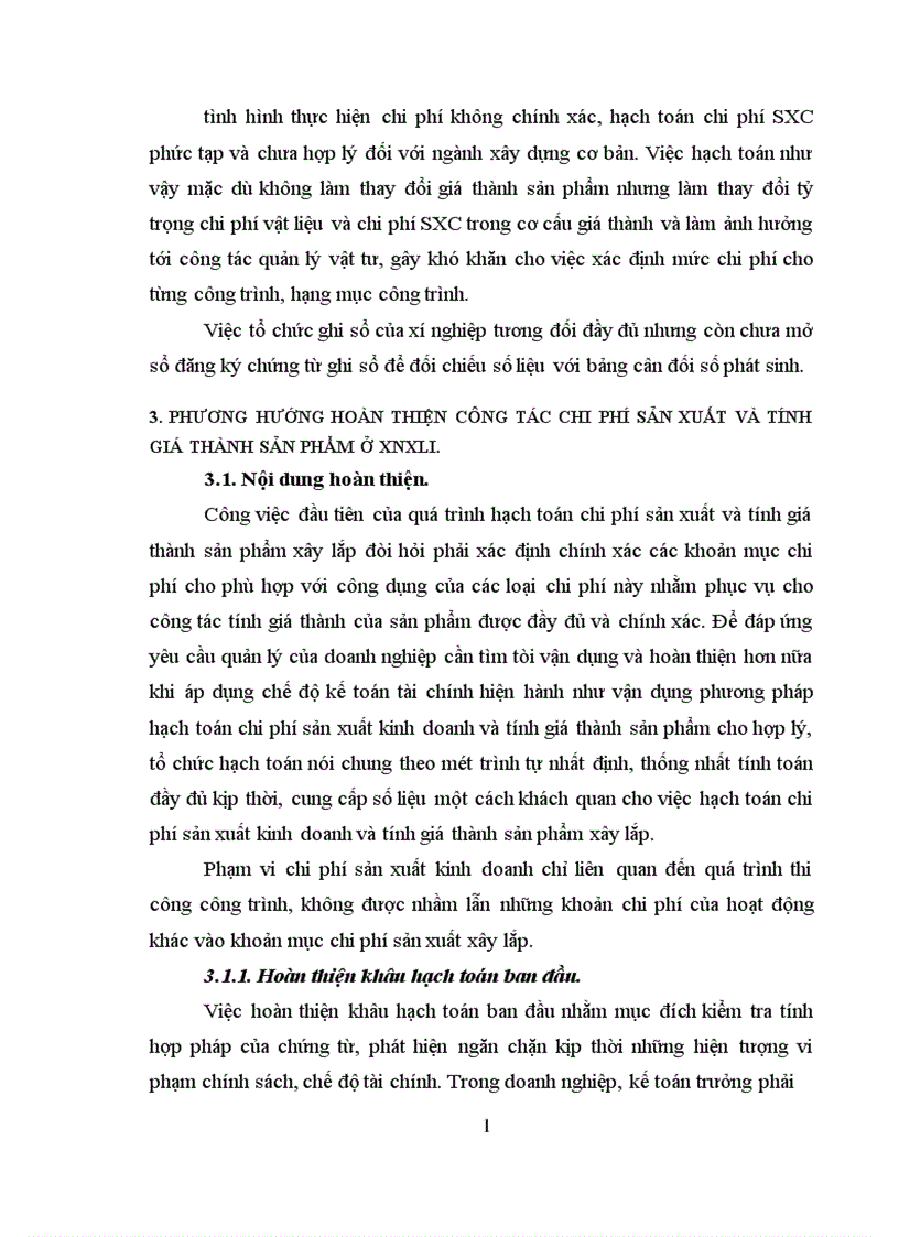 image for page Một số ý kiến đóng góp nhằm hoàn thịên kế toán chi phí sản xuất và tính giá thành sản phẩm xây lắp Xí nghiệp xây lắp I 1