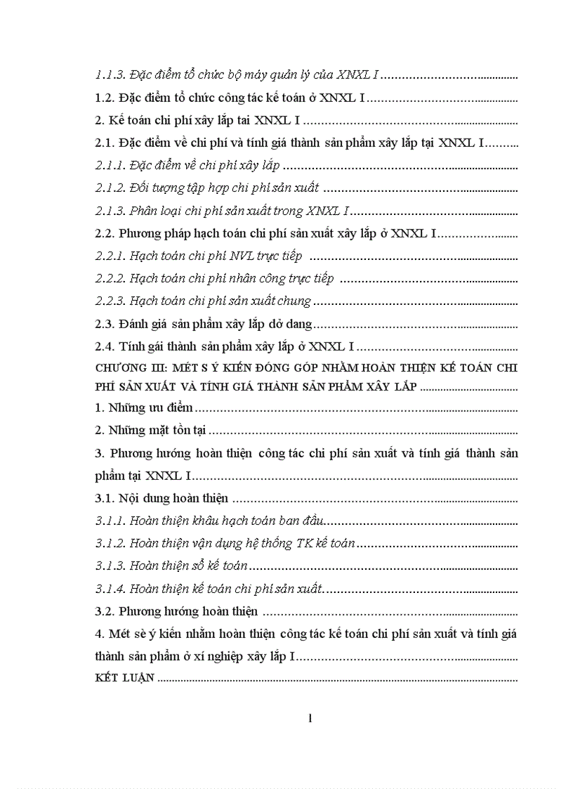 image for page Một số ý kiến đóng góp nhằm hoàn thịên kế toán chi phí sản xuất và tính giá thành sản phẩm xây lắp Xí nghiệp xây lắp I 1