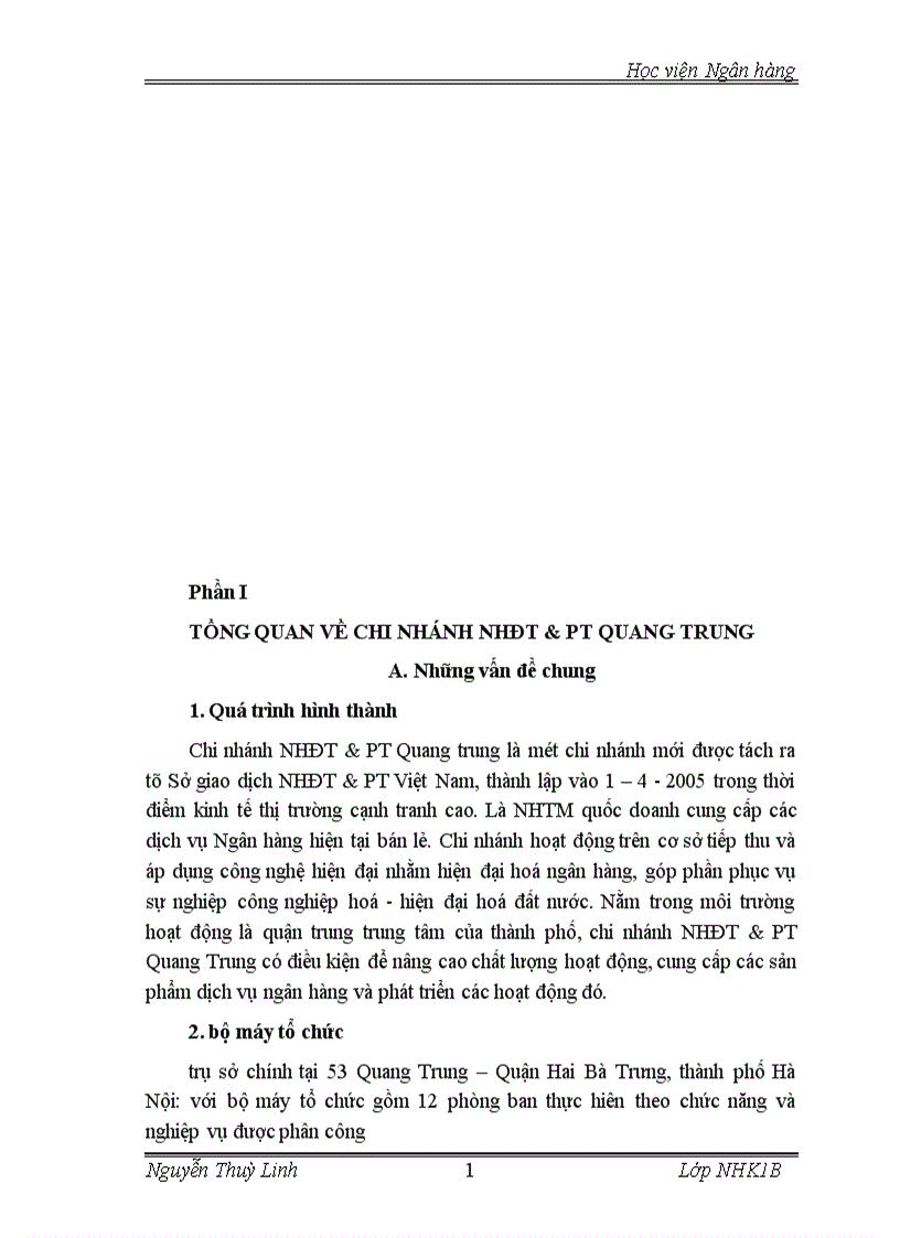 image for page Báo cáo thực tập tổng hợp tại NHĐT PT Quang trung