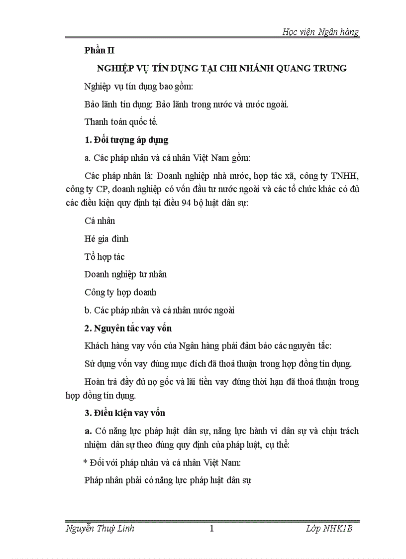 image for page Báo cáo thực tập tổng hợp tại NHĐT PT Quang trung