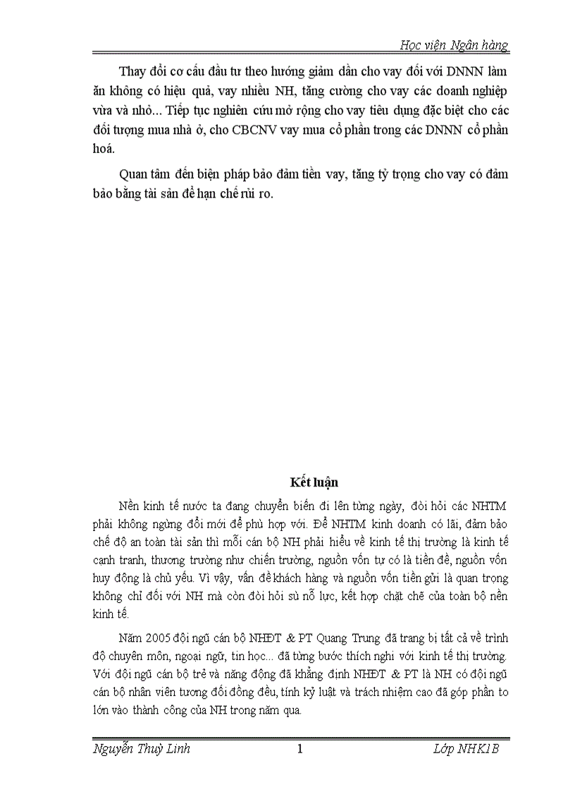 image for page Báo cáo thực tập tổng hợp tại NHĐT PT Quang trung