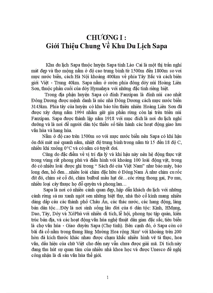 image for page Báo cáo thực tập tại Khu du lịch Sapa