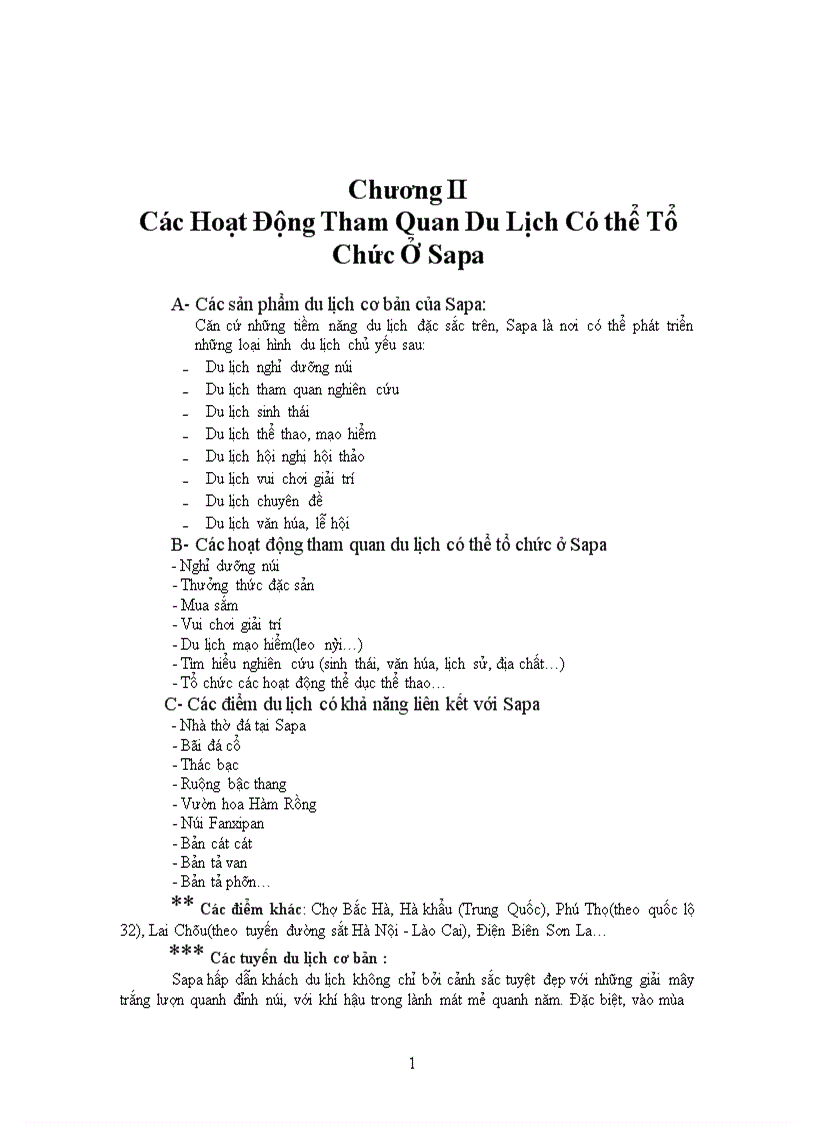 image for page Báo cáo thực tập tại Khu du lịch Sapa