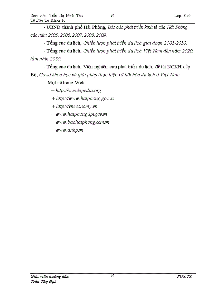 image for page Đầu tư phát triển du lịch tại Hải Phòng giai đoạn 2006 2009