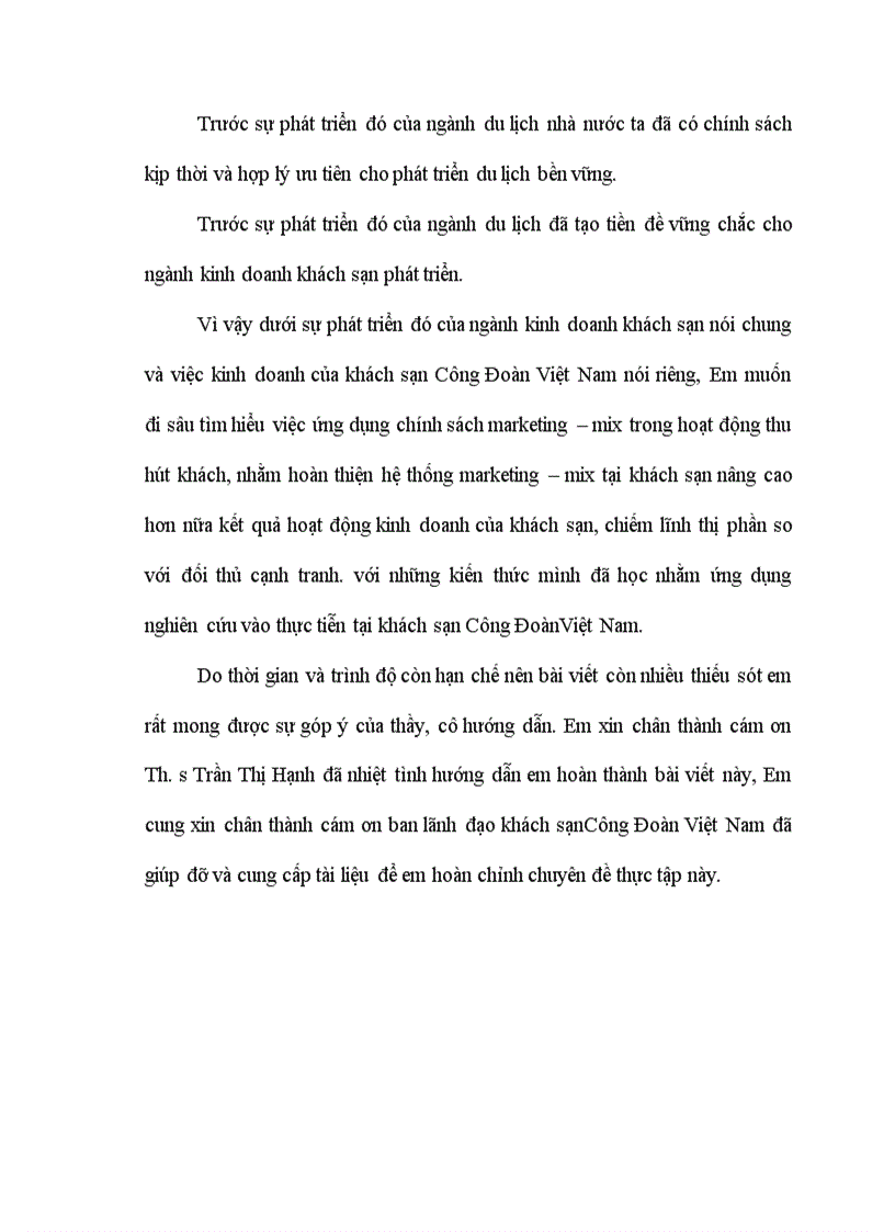 image for page Một số giải pháp hoàn thiện các chính sách marketing mix tại khách sạn Công đoàn Việt Nam