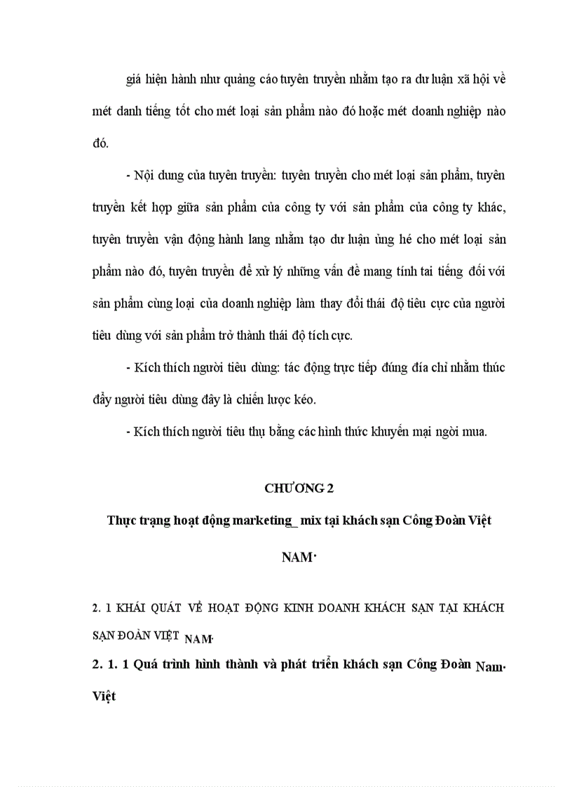 image for page Một số giải pháp hoàn thiện các chính sách marketing mix tại khách sạn Công đoàn Việt Nam