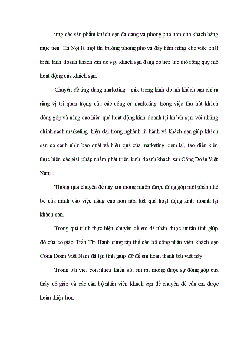 image for page Một số giải pháp hoàn thiện các chính sách marketing mix tại khách sạn Công đoàn Việt Nam