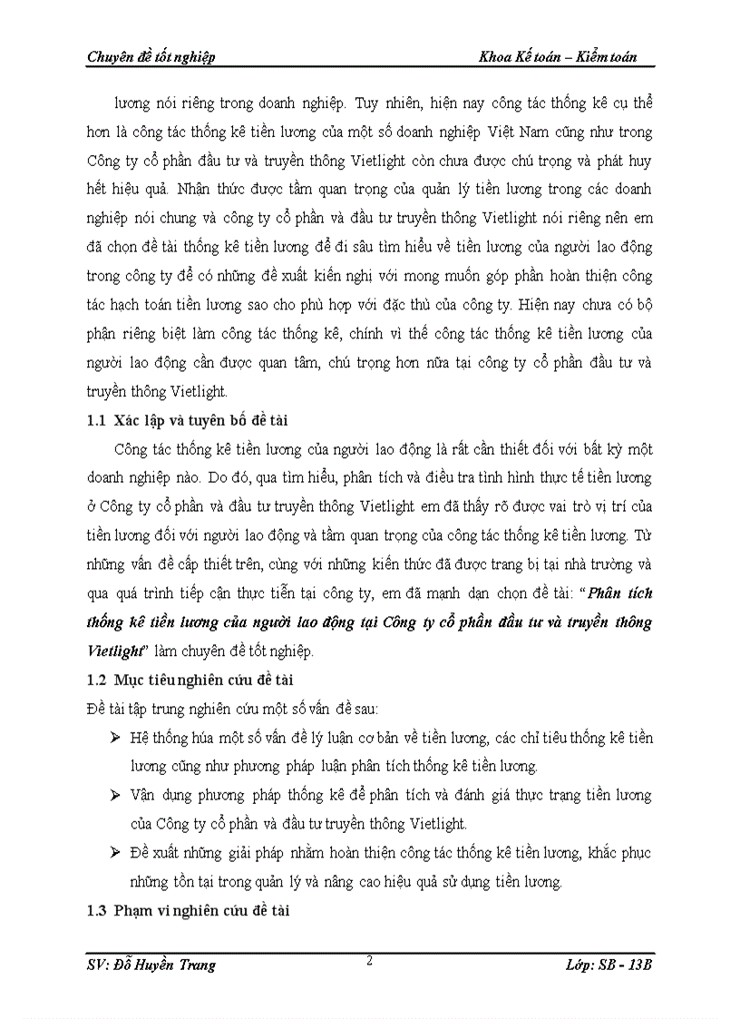 image for page Phân tích thống kê tiền lương của người lao động tại Công ty cổ phần đầu tư và truyền thông Vietlight 1