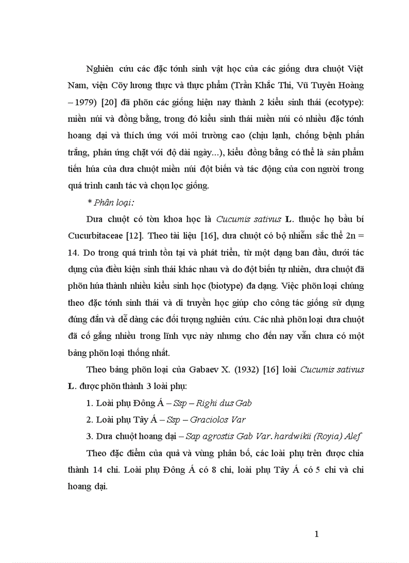 image for page Động thái một số chỉ tiêu sinh li hóa sinh theo tiến trình phát triển của quả dưa chuột Cucumis sativus L tại Sóc Sơn Hà Nội 1