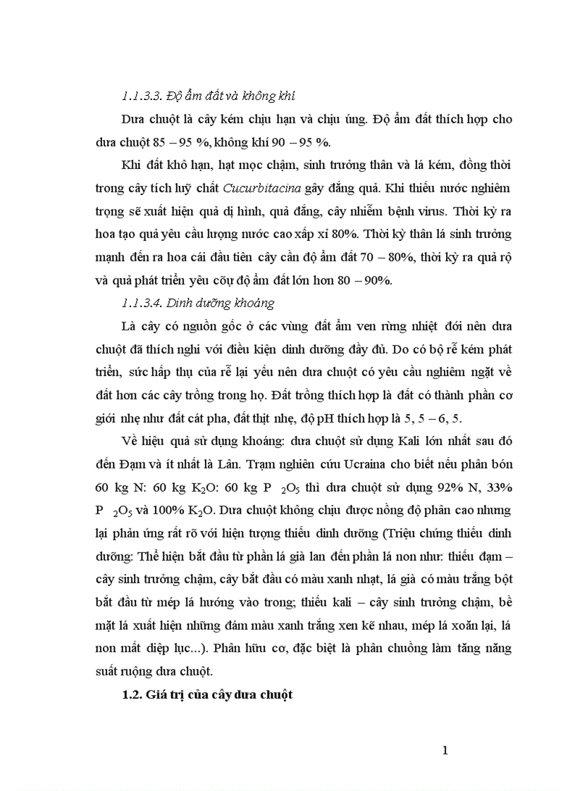 image for page Động thái một số chỉ tiêu sinh li hóa sinh theo tiến trình phát triển của quả dưa chuột Cucumis sativus L tại Sóc Sơn Hà Nội 1