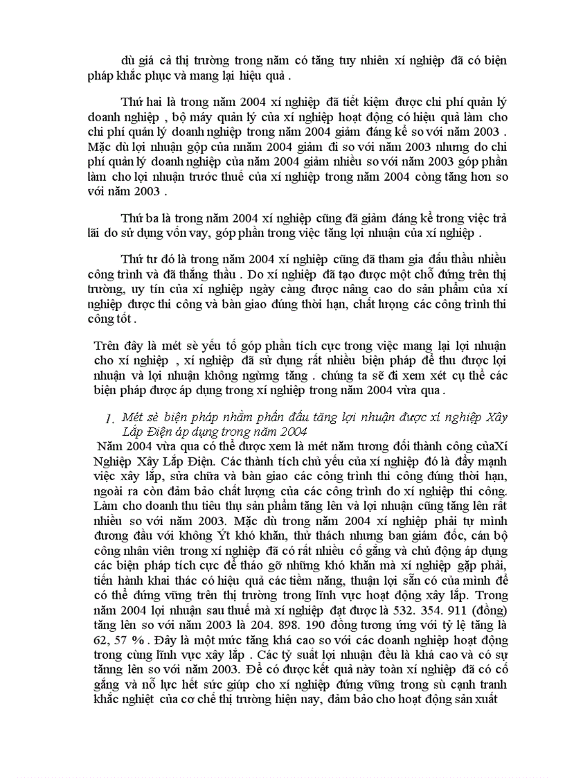 image for page Lợi nhuận và một số biện pháp chủ yếu phấn đấu tăng lợi nhuận ở Xí Nghiệp Xây Lắp Điện 1