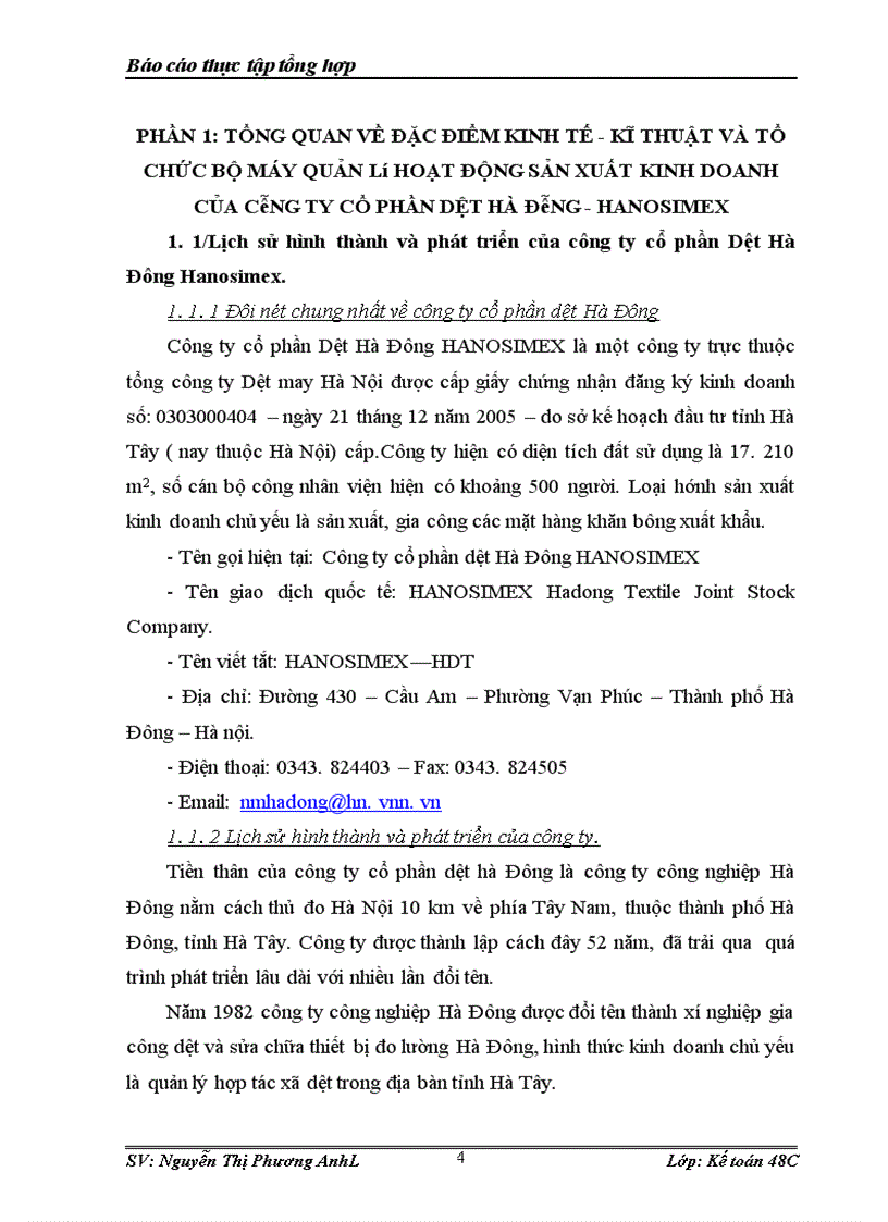 image for page Một số đánh giá về tình hình tổ chức hạch toán kế toán tại Công ty Cổ phần dệt Hà Đông