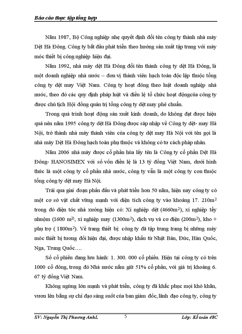 image for page Một số đánh giá về tình hình tổ chức hạch toán kế toán tại Công ty Cổ phần dệt Hà Đông