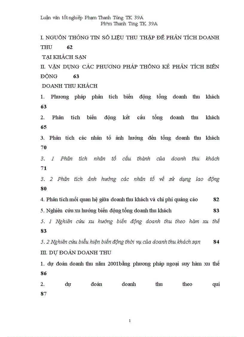 image for page Vận dụng một số phương pháp thống kê phân tích biến động doanh thu tại khách sạn Hoà Bình