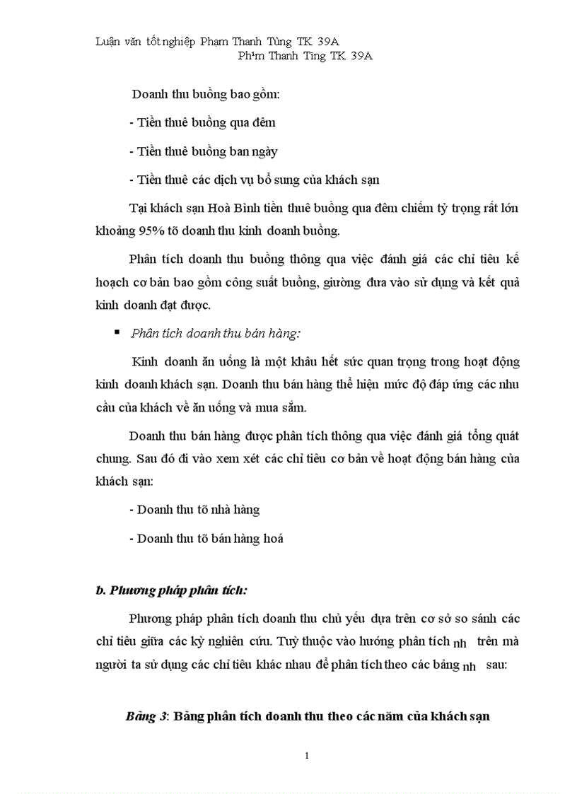 image for page Vận dụng một số phương pháp thống kê phân tích biến động doanh thu tại khách sạn Hoà Bình