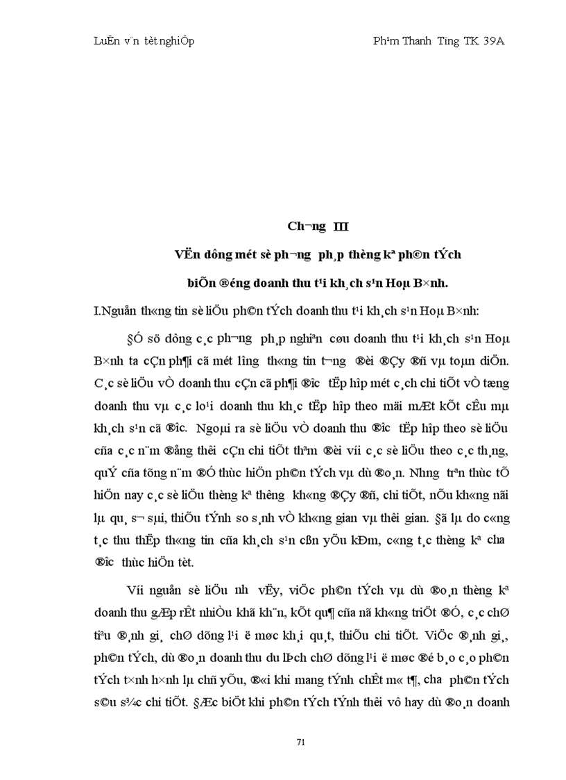 image for page Vận dụng một số phương pháp thống kê phân tích biến động doanh thu tại khách sạn Hoà Bình