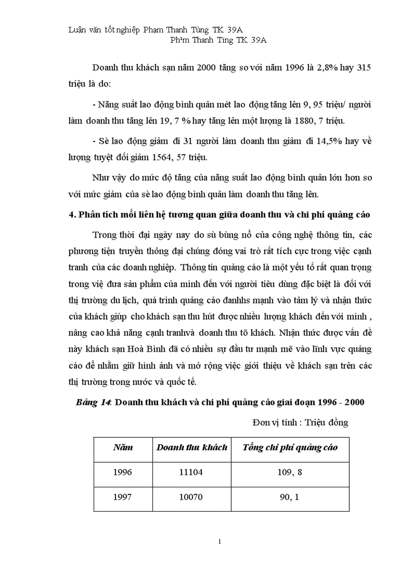 image for page Vận dụng một số phương pháp thống kê phân tích biến động doanh thu tại khách sạn Hoà Bình